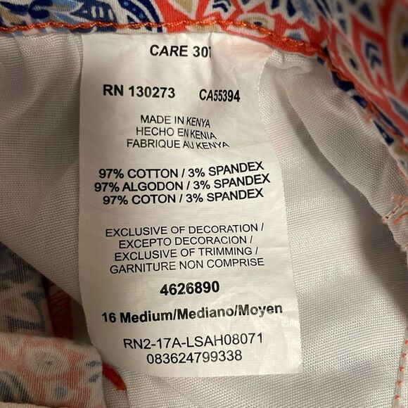 Lee Platinum Essential Chino Shorts Mid-Rise Orange Blue Tan Women’s Size 16 - Picture 7 of 7